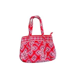 Vera Bradley Frankly Scarlet Quilted Cotton Tote Bag Shoulder Purse Zippered